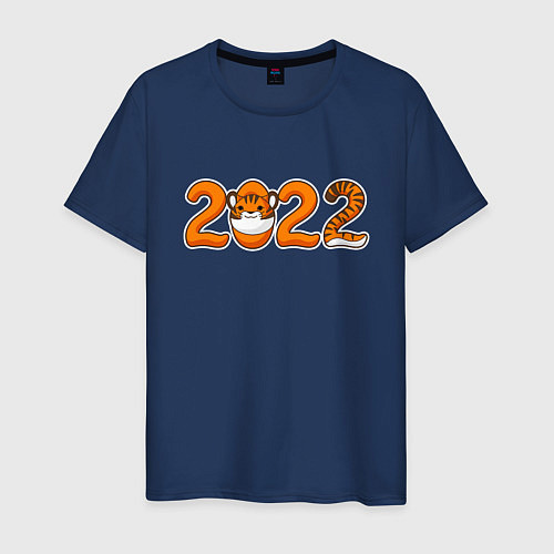 Мужская футболка Год Тигра - 2022 / Тёмно-синий – фото 1