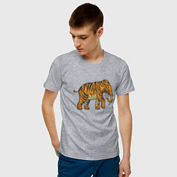 Футболка хлопковая мужская Тигровый слон цвета меланж — фото 2