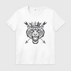 Футболка хлопковая мужская Королевский Тигр, цвет: белый
