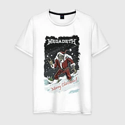 Футболка хлопковая мужская Merry Christmas, Megadeth, цвет: белый
