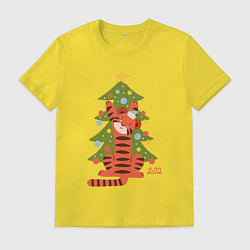 Футболка хлопковая мужская Год Тигра 2022, цвет: желтый