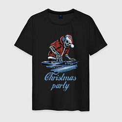 Футболка хлопковая мужская Christmas party, cool DJ, цвет: черный