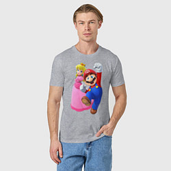 Футболка хлопковая мужская Mario Princess, цвет: меланж — фото 2