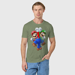 Футболка хлопковая мужская Mario Bros, цвет: авокадо — фото 2