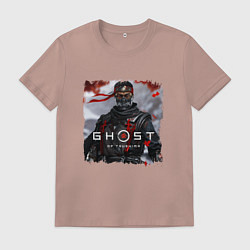 Футболка хлопковая мужская Ghost of Tsushima Призрак Цусима, цвет: пыльно-розовый