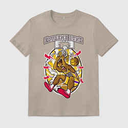 Футболка хлопковая мужская Баскетболист ломает кольцо, цвет: миндальный