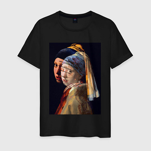 Мужская футболка Ян Вермеер, Девушка с жемчужной сережкой / Черный – фото 1