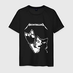 Футболка хлопковая мужская MEOWTALLICA, цвет: черный