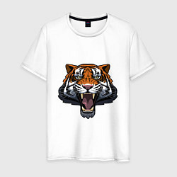Футболка хлопковая мужская Scary Tiger, цвет: белый