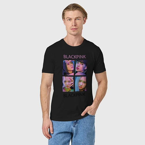 Мужская футболка BLACKPINK черно-розовые / Черный – фото 3