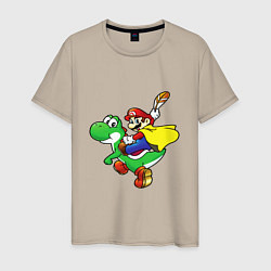 Футболка хлопковая мужская Yoshi&Mario, цвет: миндальный