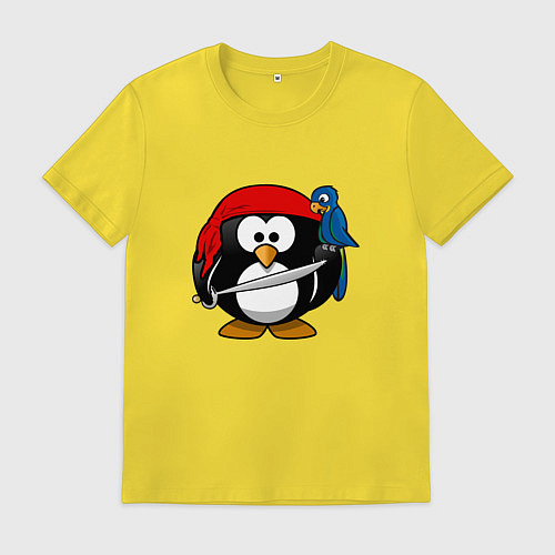 Мужская футболка Пингвин пират / Желтый – фото 1