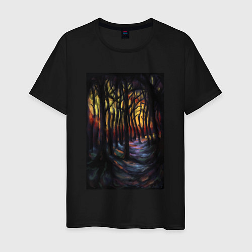 Мужская футболка Деревья в ночи / Черный – фото 1