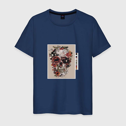 Мужская футболка Blooming Skull / Тёмно-синий – фото 1