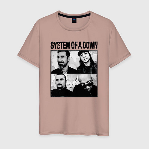 Мужская футболка Участники группы System of a Down / Пыльно-розовый – фото 1