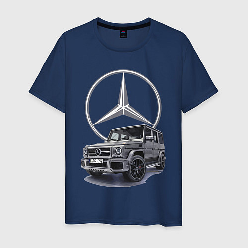 Мужская футболка Mercedes Gelendwagen G63 AMG G-class G400d / Тёмно-синий – фото 1