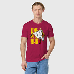 Футболка хлопковая мужская Сайтама возвращается из супермаркета One Punch-Man, цвет: маджента — фото 2