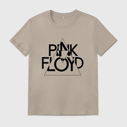 Футболка хлопковая мужская PINK FLOYD LOGO ПИНК ФЛОЙД, цвет: миндальный