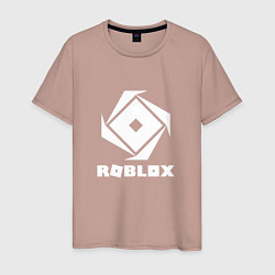 Футболка хлопковая мужская ROBLOX WHITE LOGO, цвет: пыльно-розовый