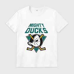 Футболка хлопковая мужская Анахайм Дакс, Mighty Ducks, цвет: белый