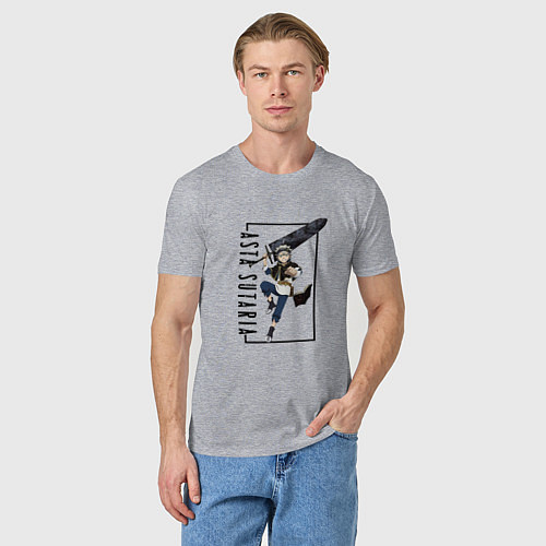 Мужская футболка Аста с мечом из Черного клевера / Меланж – фото 3