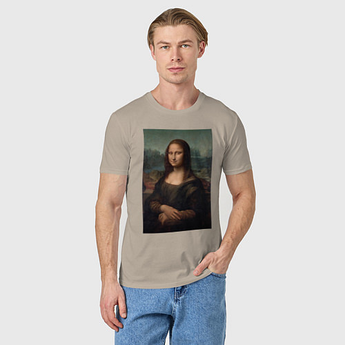 Мужская футболка Леонардо да Винчи Мона Лиза дель Джокондо 1503-150 / Миндальный – фото 3