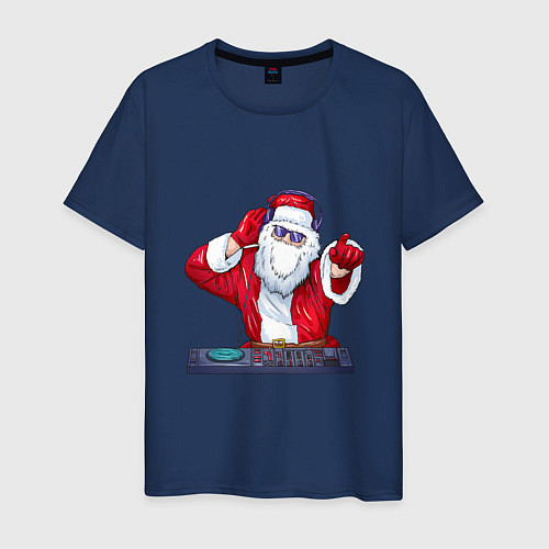 Мужская футболка Диджей Санта / Тёмно-синий – фото 1