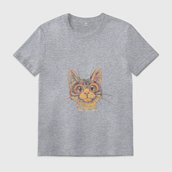 Мужская футболка A 018 Цветной кот