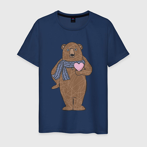 Мужская футболка Медвежий романтик / Тёмно-синий – фото 1