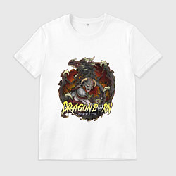 Футболка хлопковая мужская TES SKYRIM DOVAHKIN FUS RO DAH, цвет: белый