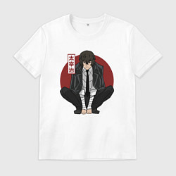 Футболка хлопковая мужская Старший детектив Дазай, цвет: белый