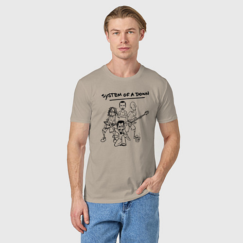 Мужская футболка Арт на группу System of a Down / Миндальный – фото 3