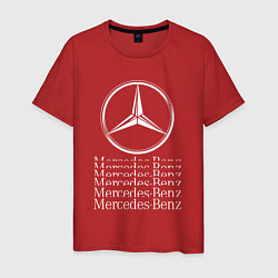 Футболка хлопковая мужская MERCEDES-BENZ МЕРСЕДЕС-БЕНЗ LOGO, цвет: красный