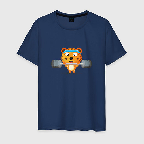 Мужская футболка Тигр на спорте / Тёмно-синий – фото 1
