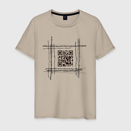 Мужская футболка QR за колючкой / Миндальный – фото 1