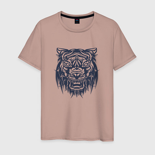 Мужская футболка Тигр татуировка / Пыльно-розовый – фото 1