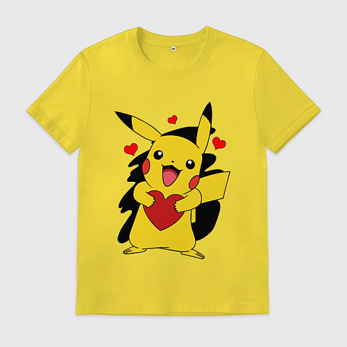 Мужская футболка ПИКАЧУ И СЕРДЕЧКО POKENON PIKACHU LOVE / Желтый – фото 1