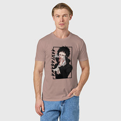 Футболка хлопковая мужская Рюноске Акутагава Великий из бродячих псов, цвет: пыльно-розовый — фото 2