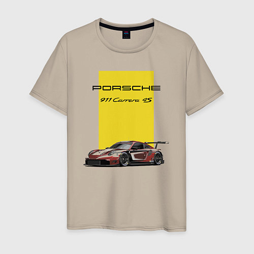 Мужская футболка Porsche Carrera 4S Motorsport / Миндальный – фото 1