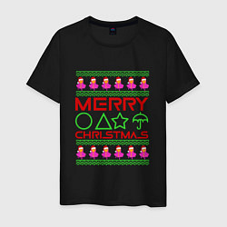 Футболка хлопковая мужская Merry Christmas Squid Game, цвет: черный