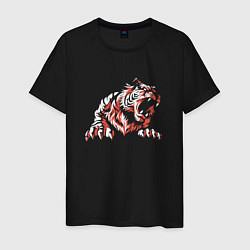 Футболка хлопковая мужская Тигр злой Tiger evil, цвет: черный