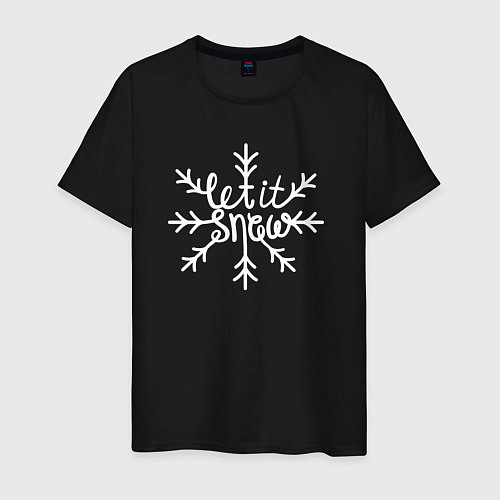 Мужская футболка Snowflake Let it snow / Черный – фото 1