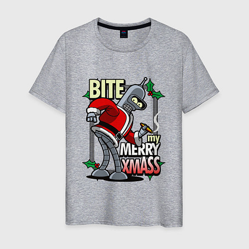 Мужская футболка Bite my merry xmASS / Меланж – фото 1