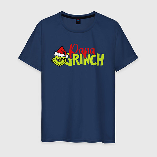 Мужская футболка Papa Grinch Family / Тёмно-синий – фото 1
