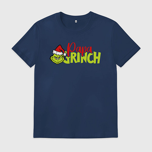 Мужская футболка Papa Grinch Family / Тёмно-синий – фото 1