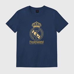 Футболка хлопковая мужская Real Madrid gold logo, цвет: тёмно-синий