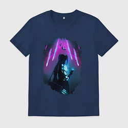 Футболка хлопковая мужская ДЖИНКС, ЛИГА ЛЕГЕНД ARCANE JINX, цвет: тёмно-синий