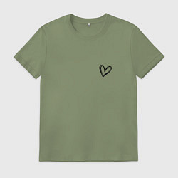 Футболка хлопковая мужская Сердечко крохотное, цвет: авокадо