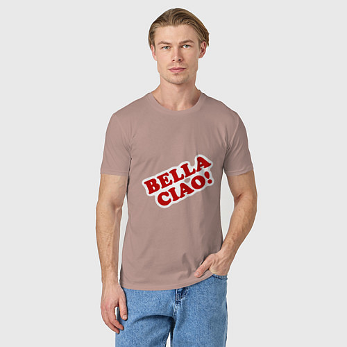 Мужская футболка Bella Ciao! / Пыльно-розовый – фото 3