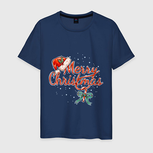 Мужская футболка Merry Christmas 2022 / Тёмно-синий – фото 1